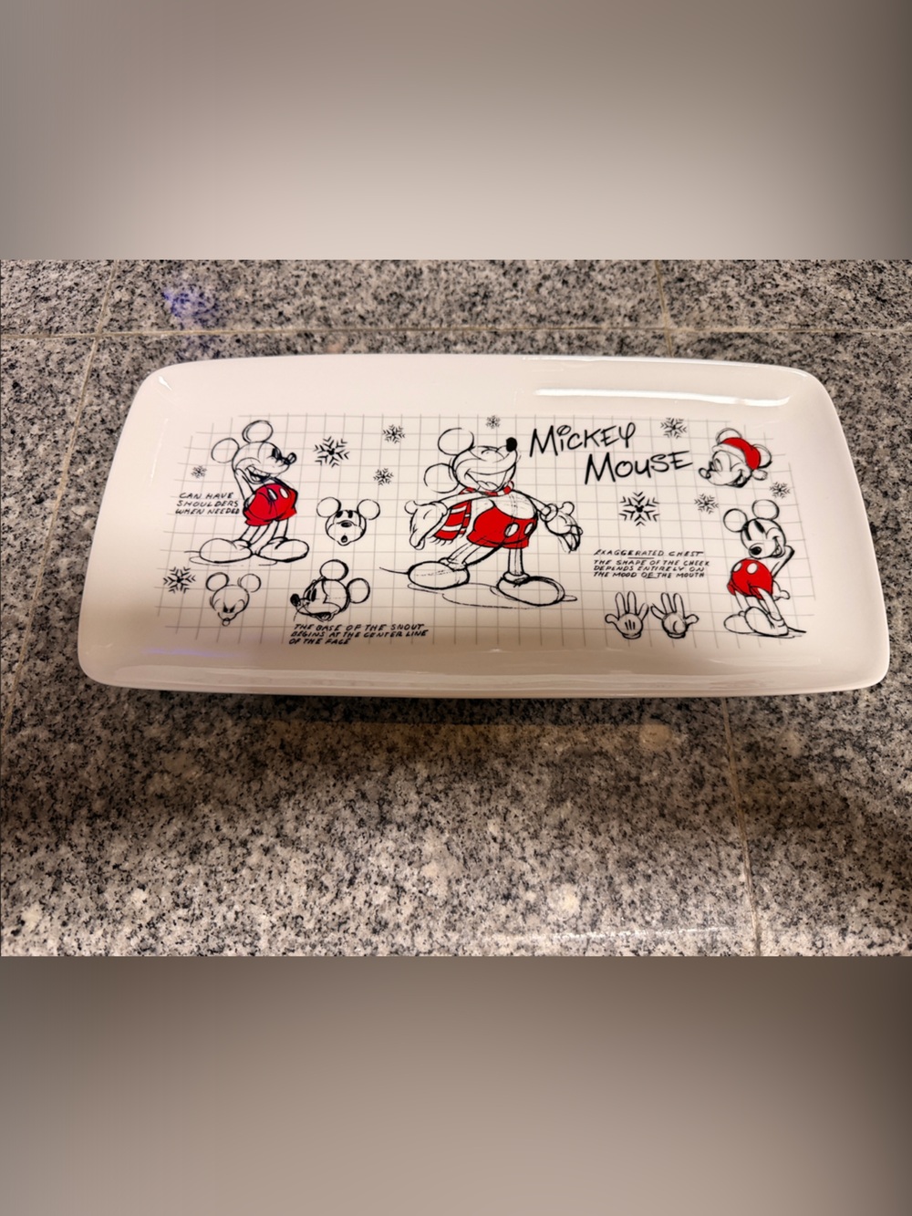 Disney Mickey and Minnie Ceramic Platter in White with Red Details